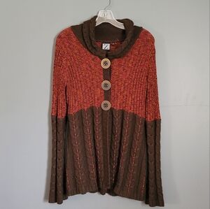 Z  Long-Sleeve 3-Button Cable-Knit Cardigan Sweater. Size S